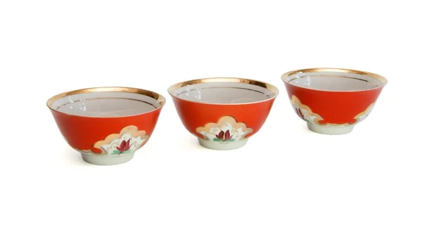 Small asian porcelain drinking bowls — Stock Photo, Image