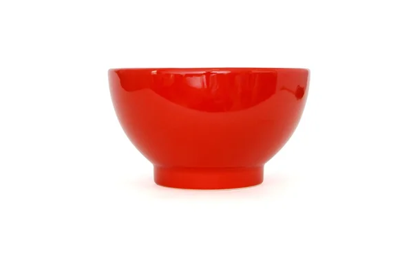 Izole kırmızı porselen kase yan görünüm — Stok fotoğraf