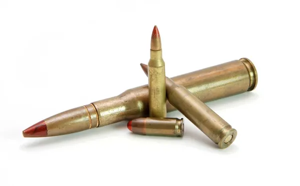Pile of red-tipped tracer cartridges — Stock Photo, Image