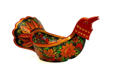 Russian wooden bird-shaped bowl clipart