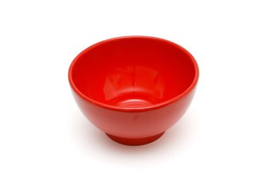 Red porcelain bowl isolated