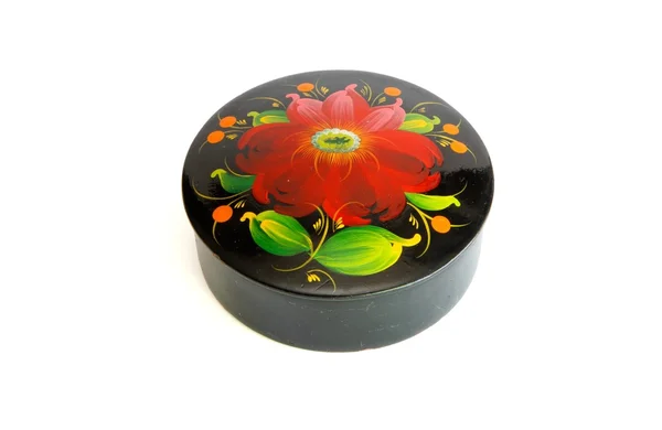 꽃 패턴으로 타원형 검은 상자 — 스톡 사진