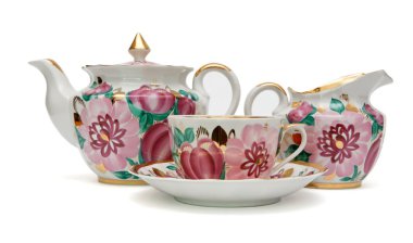 Old-fashioned tea service clipart