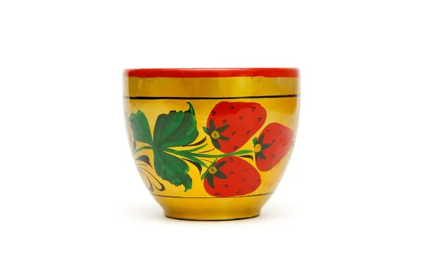 Wooden Russian painted cup — Stock Photo, Image