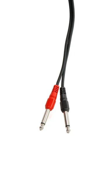 Headphone plug with red and black wire — Stock Photo, Image