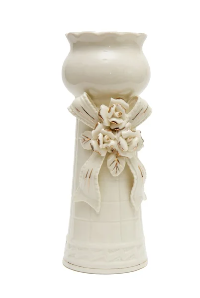 Fehér porcelán váza íj — Stock Fotó