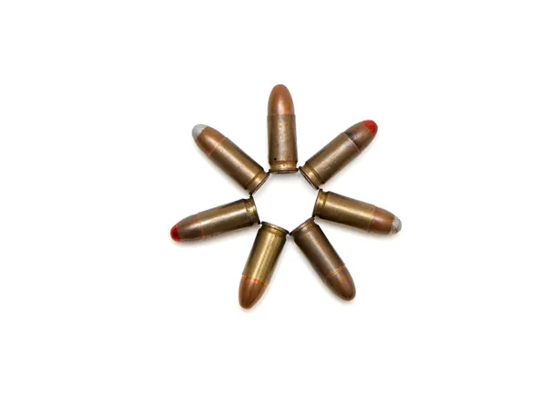 Seven-pointed star of 9mm cartridges — Stock Photo, Image