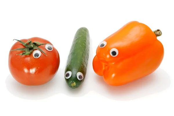 Funny vegetables with eyes — Stock Photo, Image
