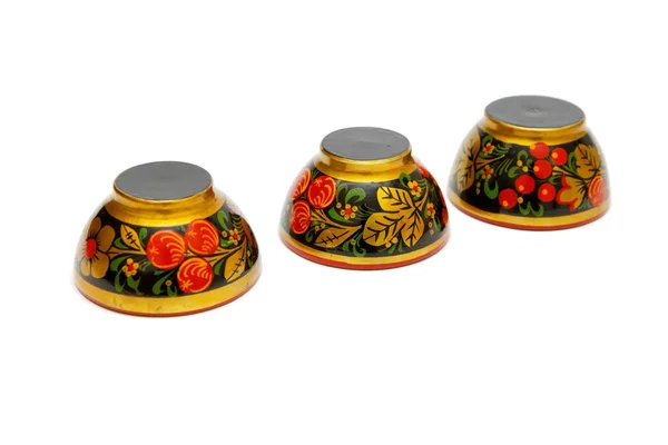 Painted Russian cups upside down — Stock Photo, Image