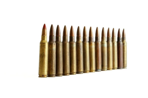 Row of standing cartridges converging — Stock Photo, Image