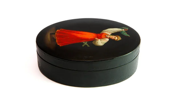 Oval lacquered black casket — Stock Photo, Image