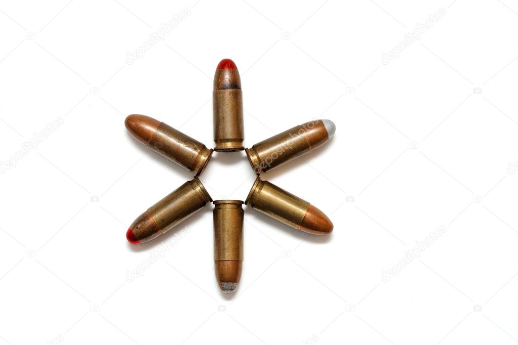 Six-pointed star of 9mm cartridges