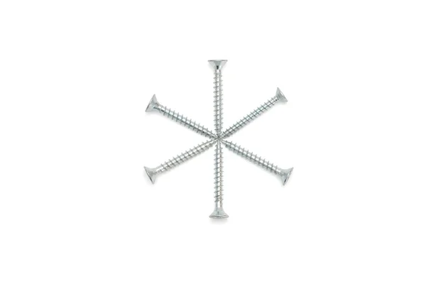 Estrela de seis pontas feita de parafusos isolados — Fotografia de Stock