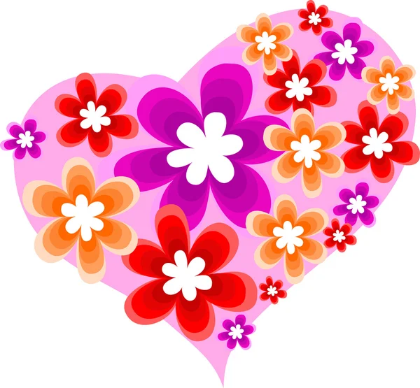 Corazón con flores — Vector de stock
