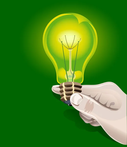 Electric bulb in hand — Stock Vector