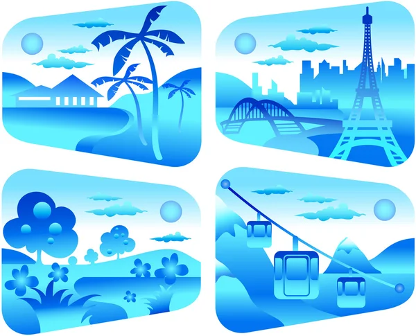 Travel in blue — Stock Vector