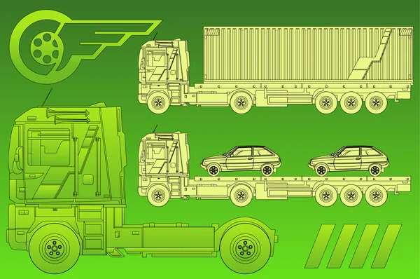 Släpvagn i grönt — Stock vektor