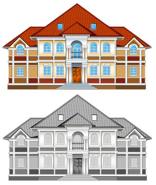 Drawing of country residence clipart