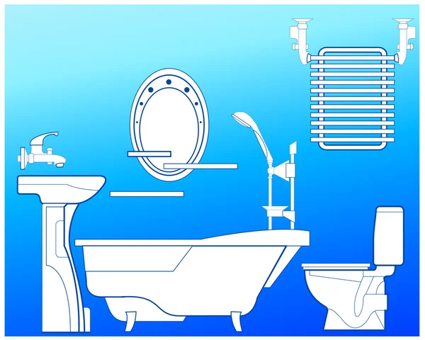 在蓝色浴室 — 图库矢量图片