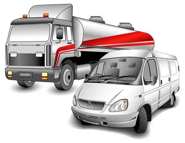 Camión y minibús — Vector de stock