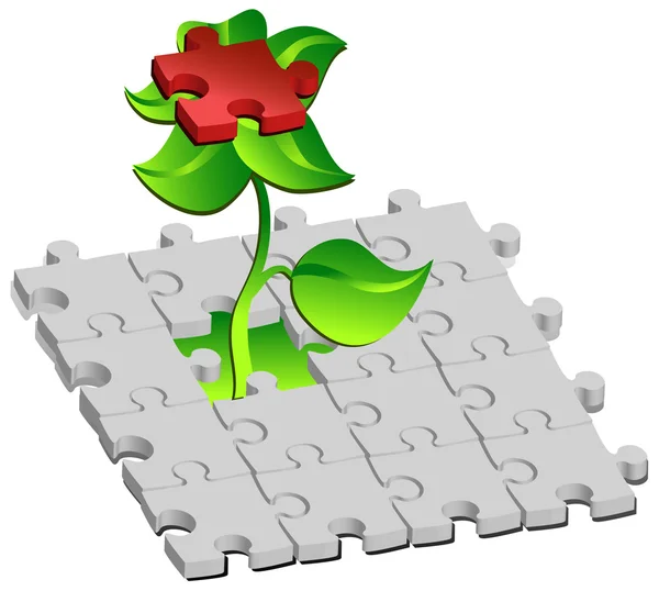 Λουλούδι με κόκκινο παζλ — Διανυσματικό Αρχείο