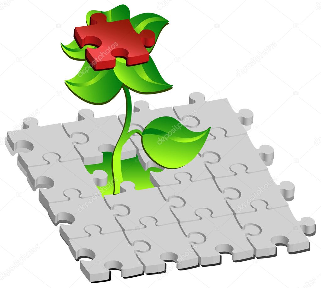Flower with red puzzles