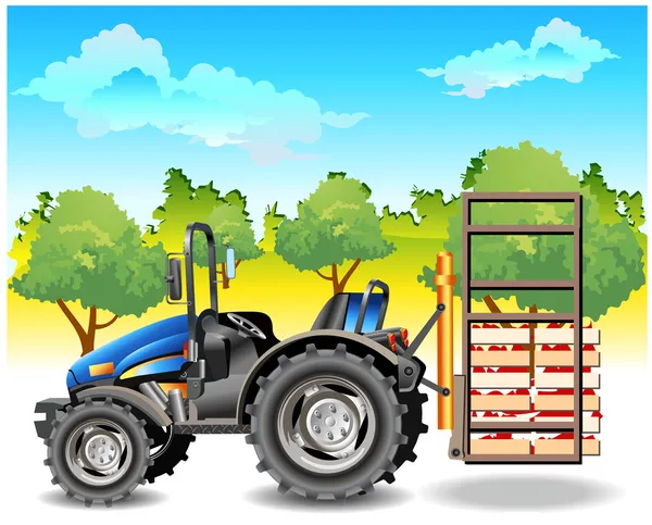 Traktor auf Feld — Stockvektor