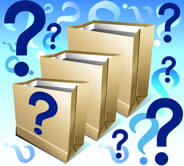 Packages with question — Stock Vector