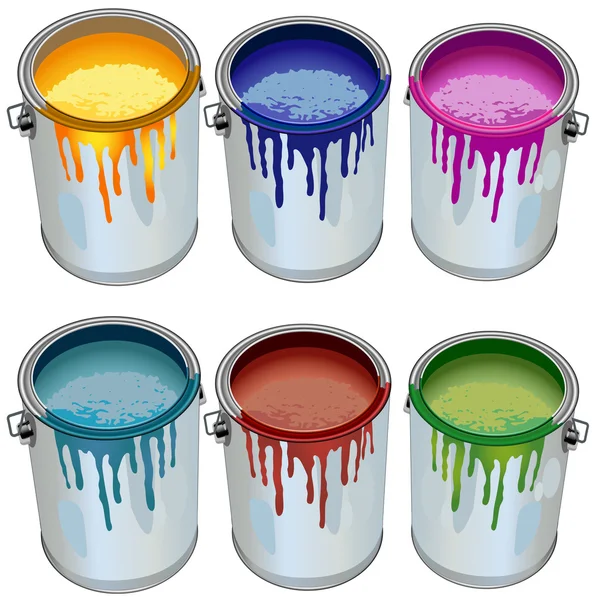 Tins with paint — Stock Vector