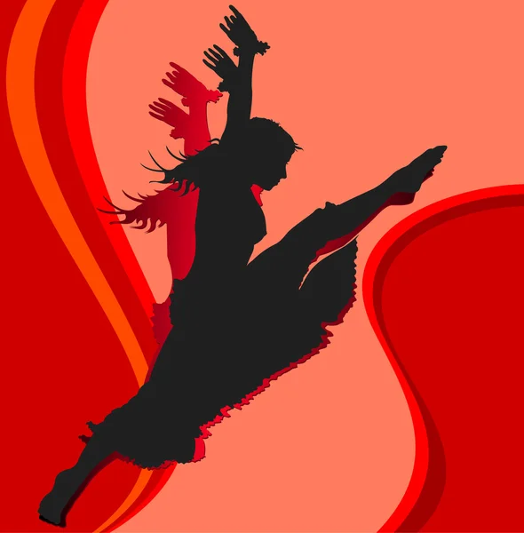 Dançando menina em vermelho — Vetor de Stock