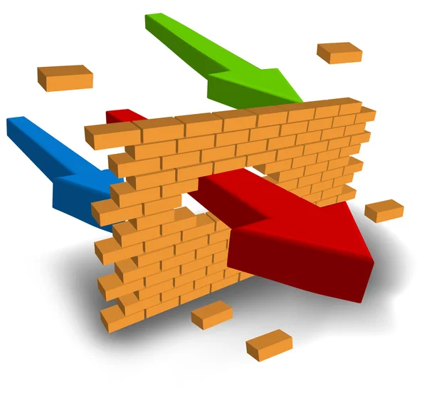 Arrow punching wall — Stock Vector