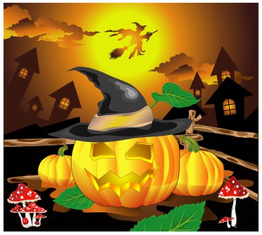 Smiling pumpkin in hat clipart