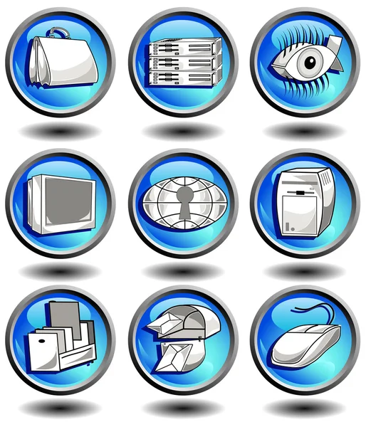 Icônes en bleu — Image vectorielle