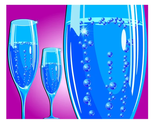 Champagneglas på röd — Stock vektor