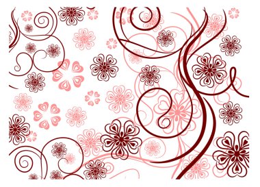 Pattern with lines and flowers clipart