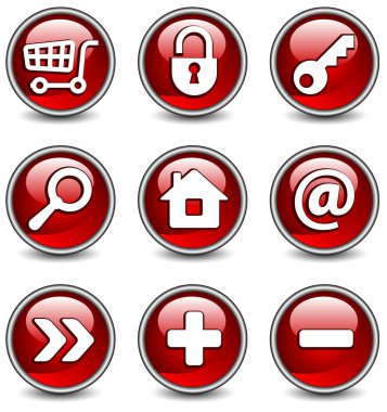 Icons in red clipart