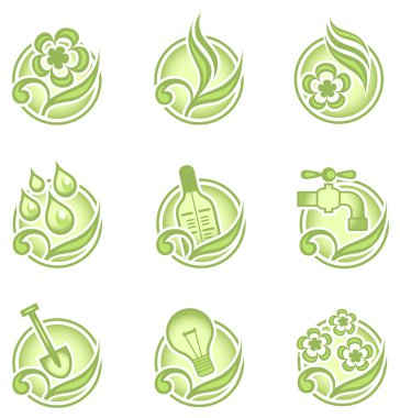 Environmental icons in green clipart