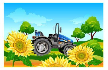 Tractor on field clipart