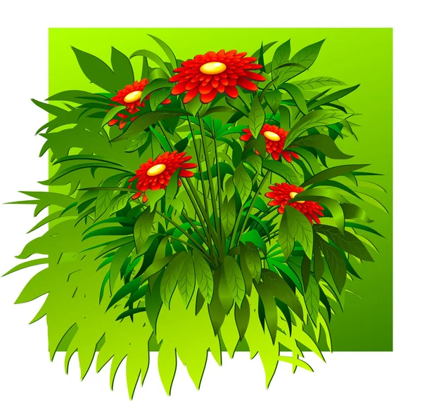 Flowers on green — Stock Vector