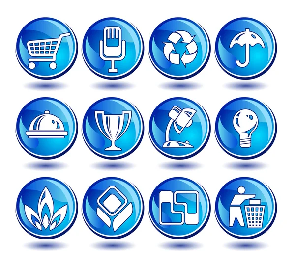 Iconos en azul — Vector de stock