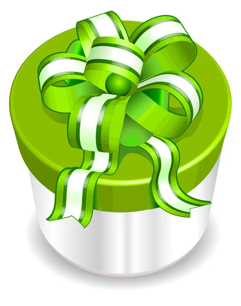 Boîte blanche avec ruban vert — Image vectorielle