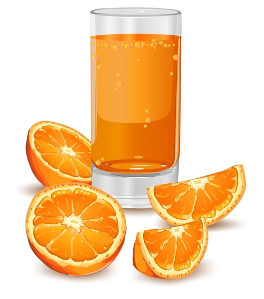 Apelsin och juice — Stock vektor