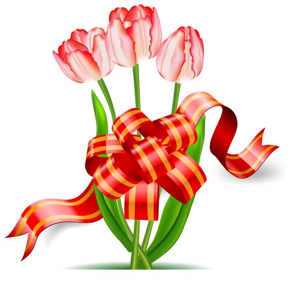 Tulipanes y arco — Vector de stock