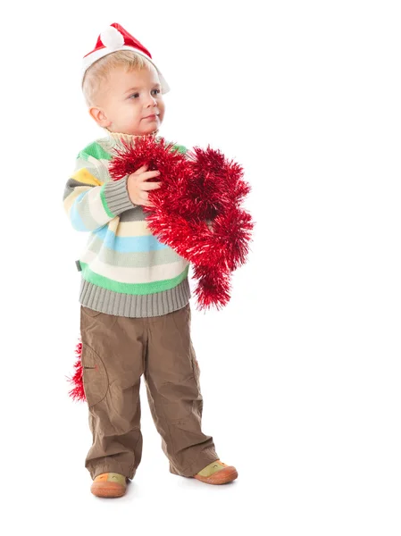 Kleine jongen dragen een kerstmuts — Stockfoto