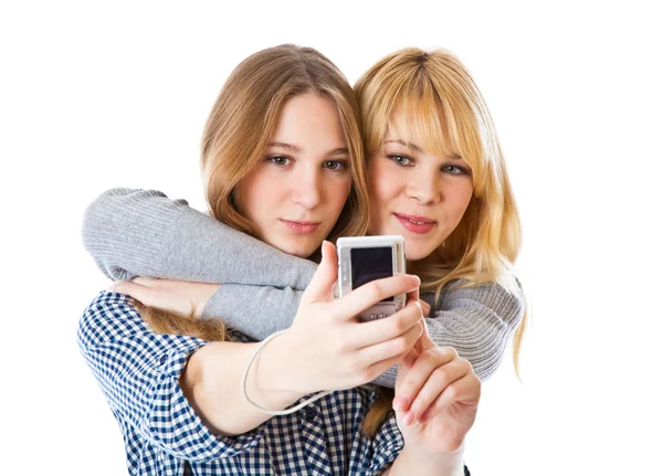 Duas meninas adolescentes fotografando em — Fotografia de Stock