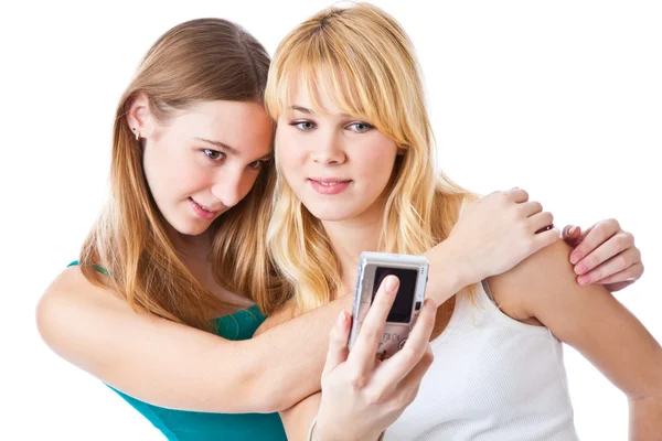 Due ragazze adolescenti fotografare su — Foto Stock
