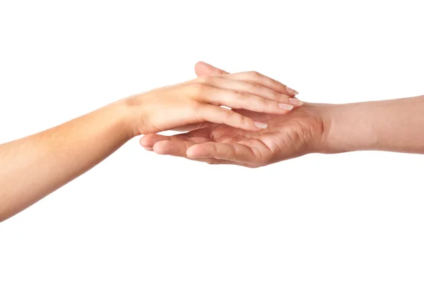 Dwie ręce: kobieta i mężczyzna — Zdjęcie stockowe