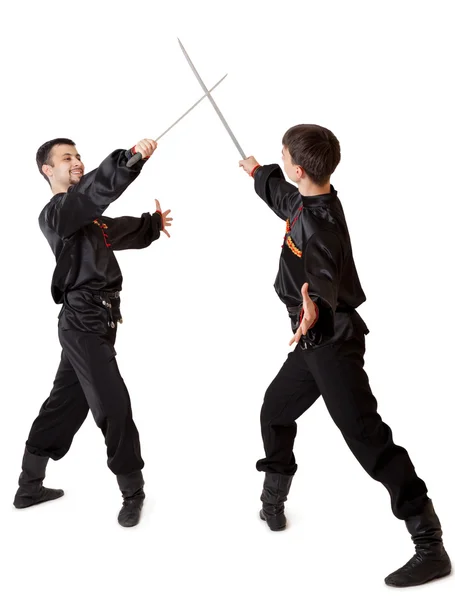 两名男子用一把剑 — 图库照片