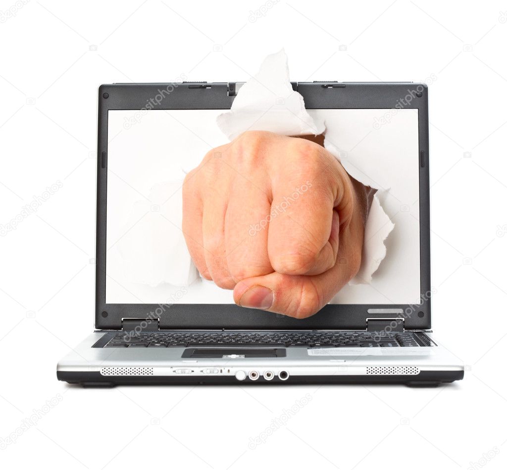 Fist from laptop