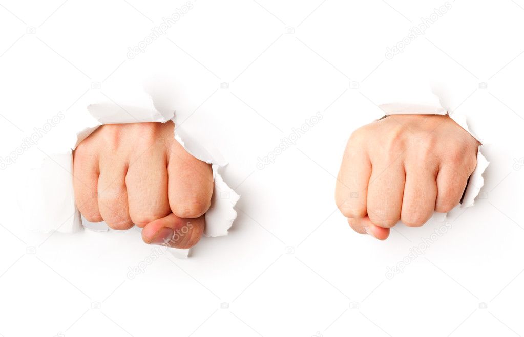 Two fists from paper